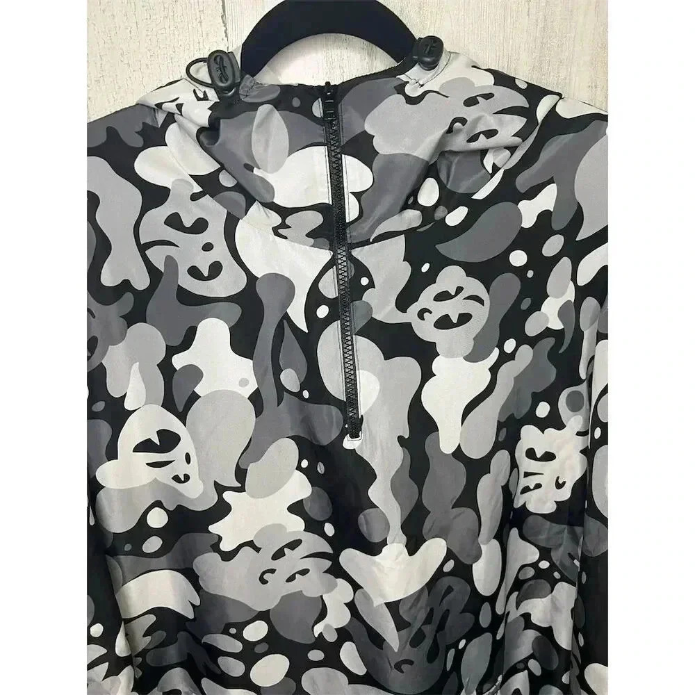 Plague Blvd Windbreaker XXL Grey Camo Ghost Anorak Quarter Zip Streetwear Jacket - Picture 4 of 8